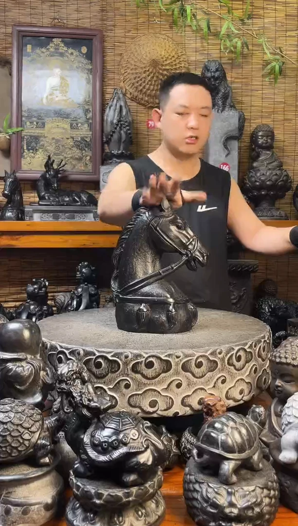 石材30缰绳马头天然青石雕刻