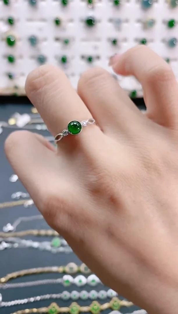 【闪购商品】翡翠戒指银S925镶嵌天然翡翠