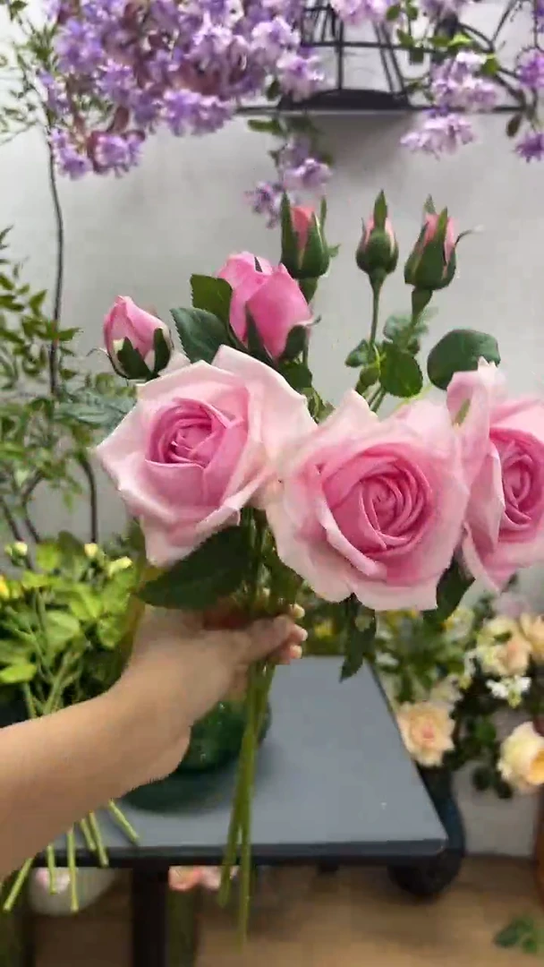 3枝粉色手感保湿妃子玫