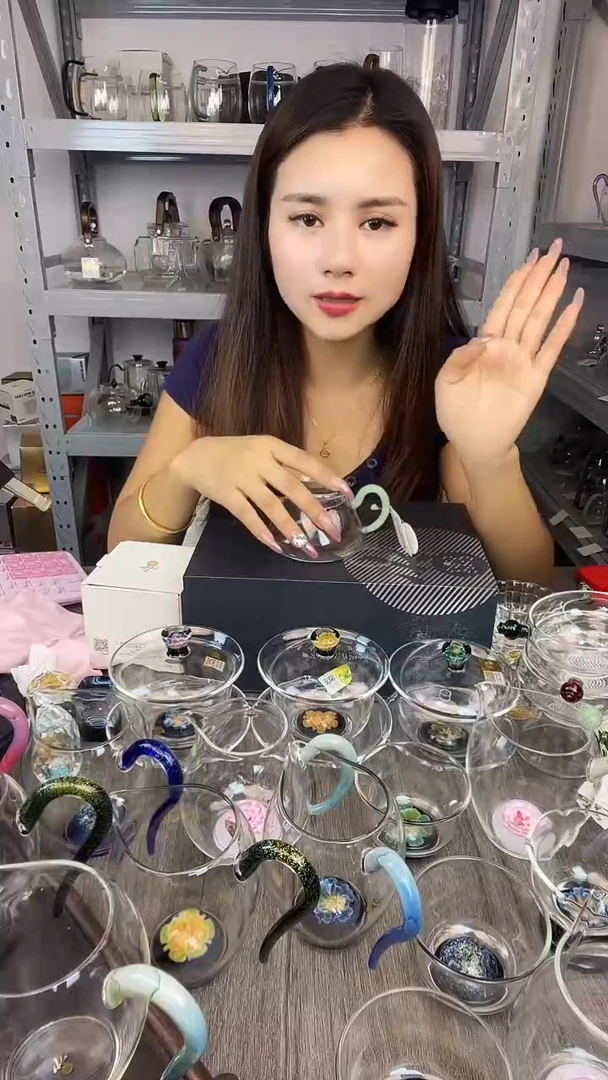 手工艺品玻璃风谜 小幸壶浅玉色