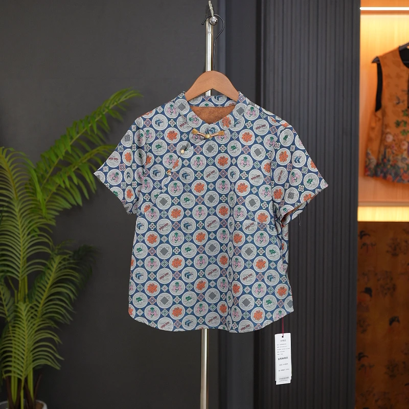 【笔墨书香】福利新中式中国风旗袍领斜襟短袖气质小上衣