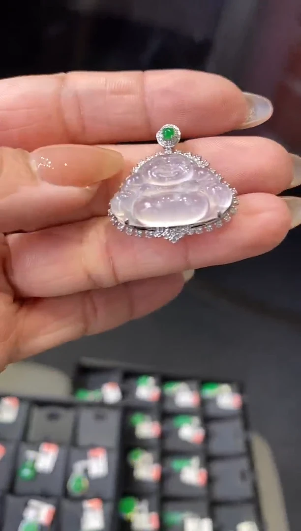 吊坠(不含链)18K金镶嵌翡翠佛公