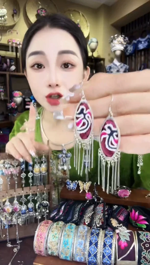 刺绣非遗刺绣民族风耳环
