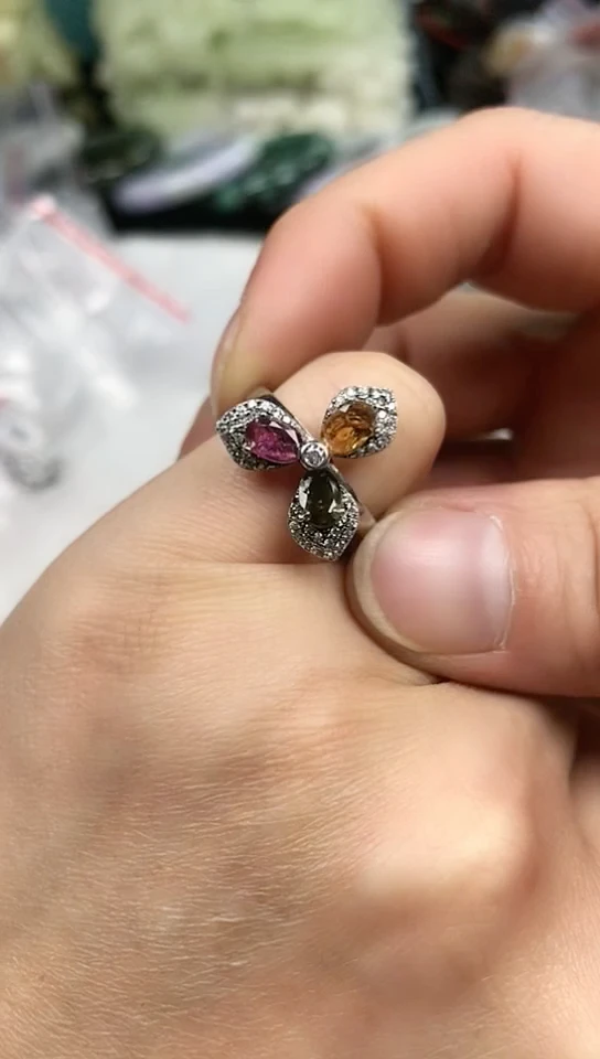 【闪购商品】碧玺戒指银S925镶嵌戒指