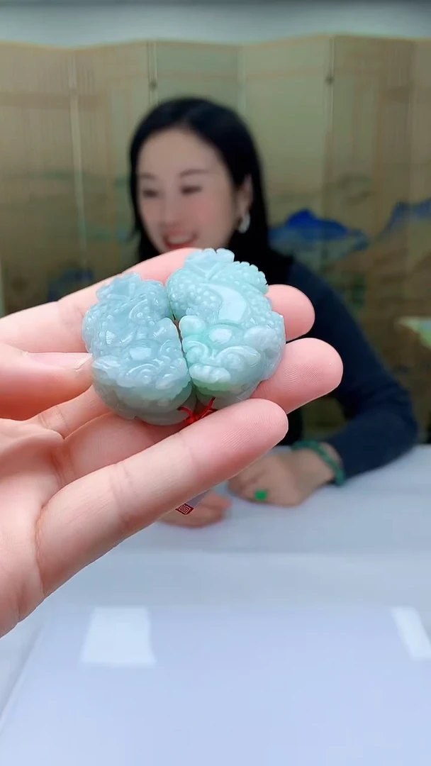 【闪购商品】翡翠颈饰未镶嵌4852bb-jj貔貅一对4