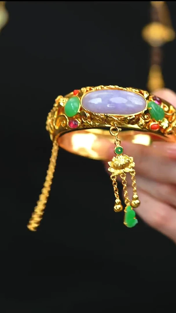 银S925镶嵌手镯翡翠新款