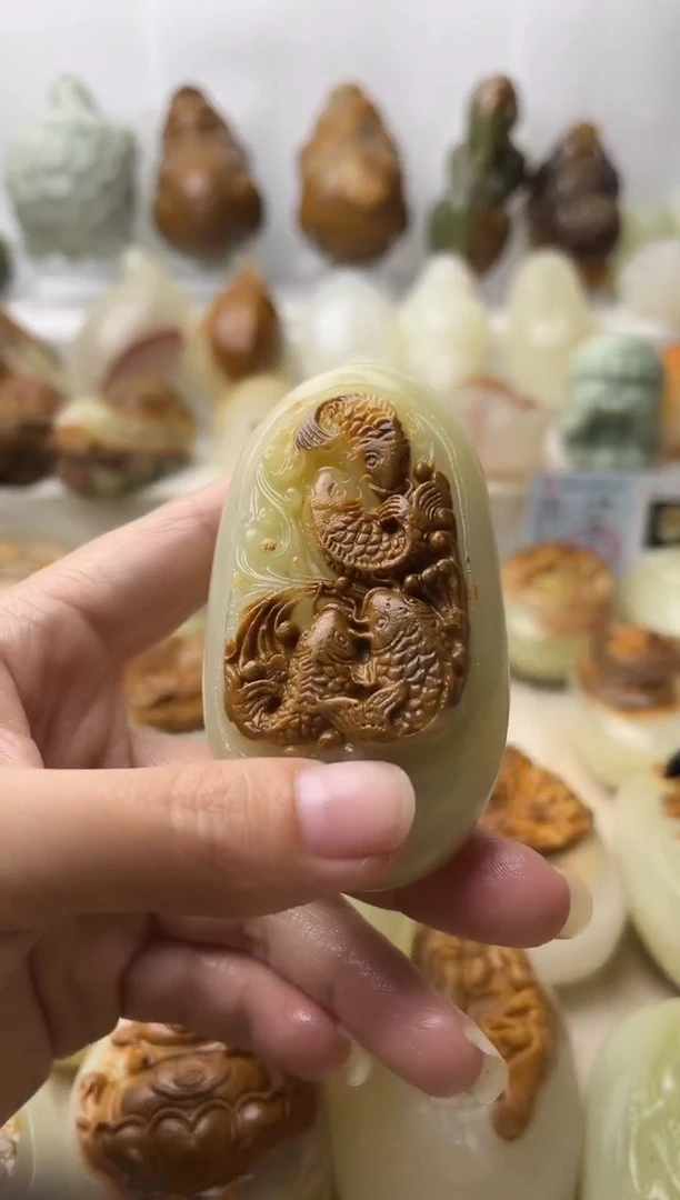 石材古青石棉纹正常不退换鱼