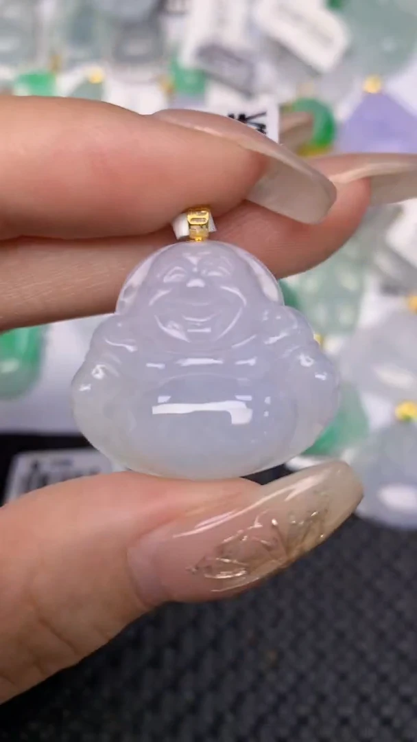 颈饰18K金镶嵌翡翠天然缅甸翡翠a货百元以上9元证书费自理