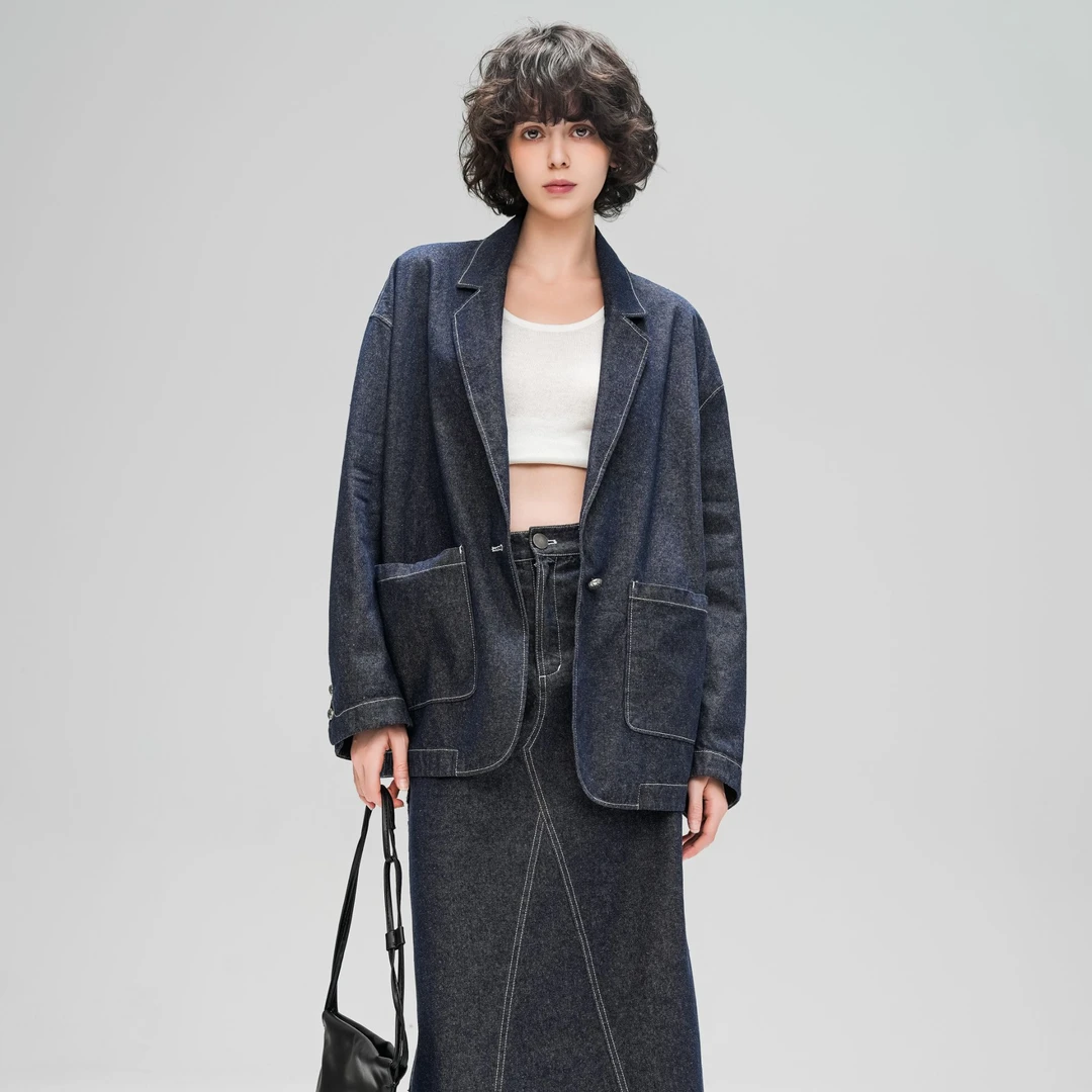 BRM(克落辛)设计师款极简西装中性风重工细节纽扣外套夹克6815