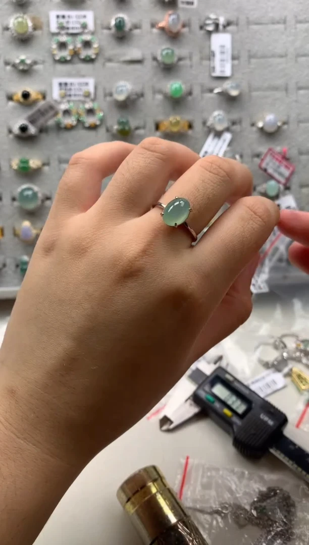 银S925镶嵌戒指翡翠8