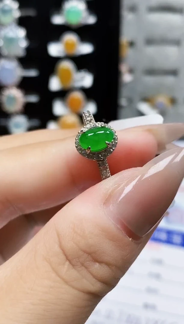 银S925镶嵌戒指翡翠1085