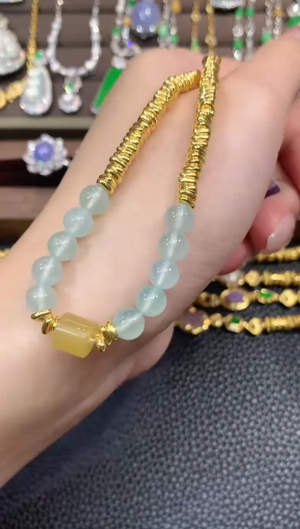 18K金镶嵌手链翡翠A45  多样性发货一件