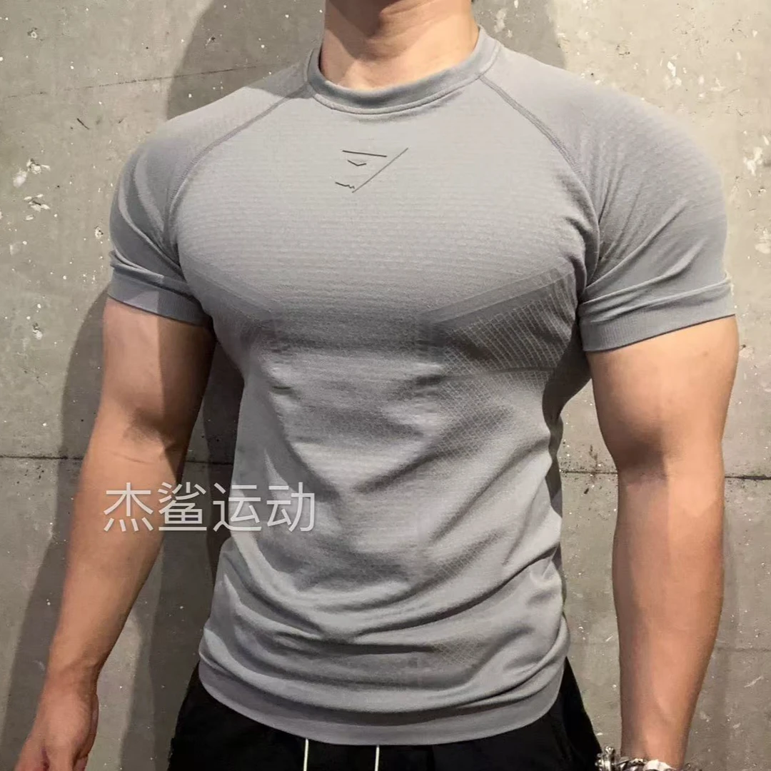 GYM肌肉鲨鱼ONYX 3.0超级英雄立体男士运动健身修身无缝高弹短袖