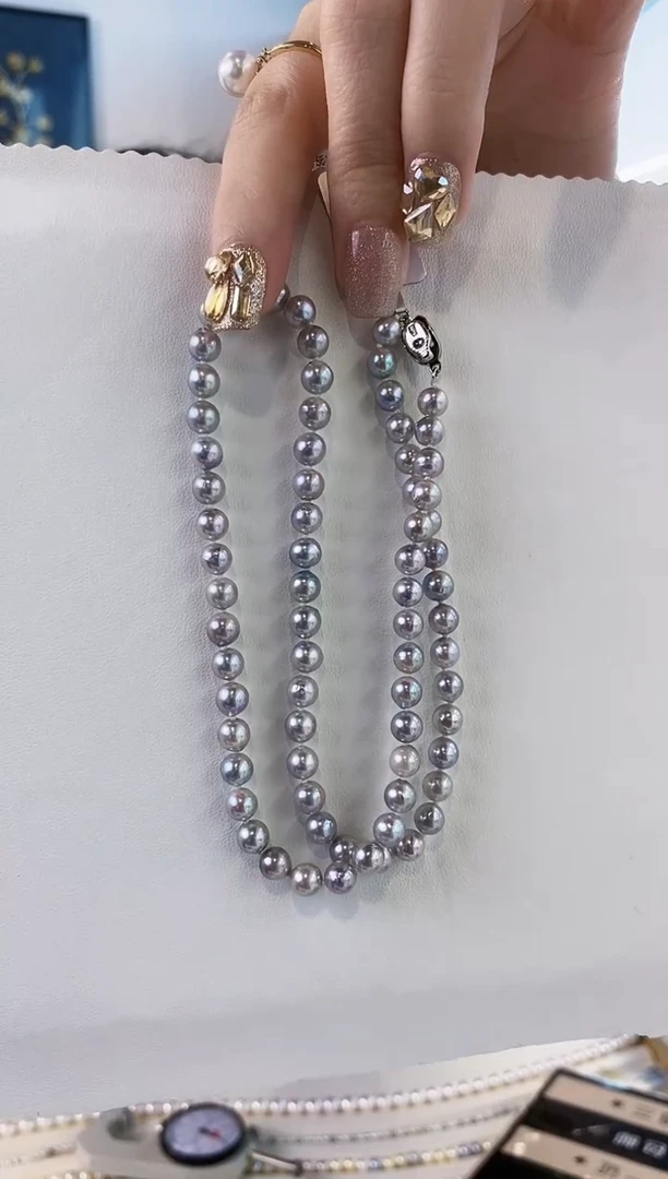 项链未镶嵌海水珍珠5.5-6真多麻项链