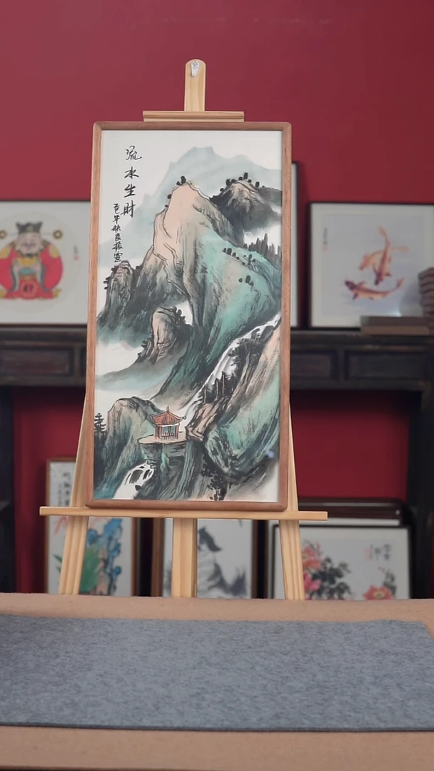 国画纯手绘纯手写-带框尺寸36*69