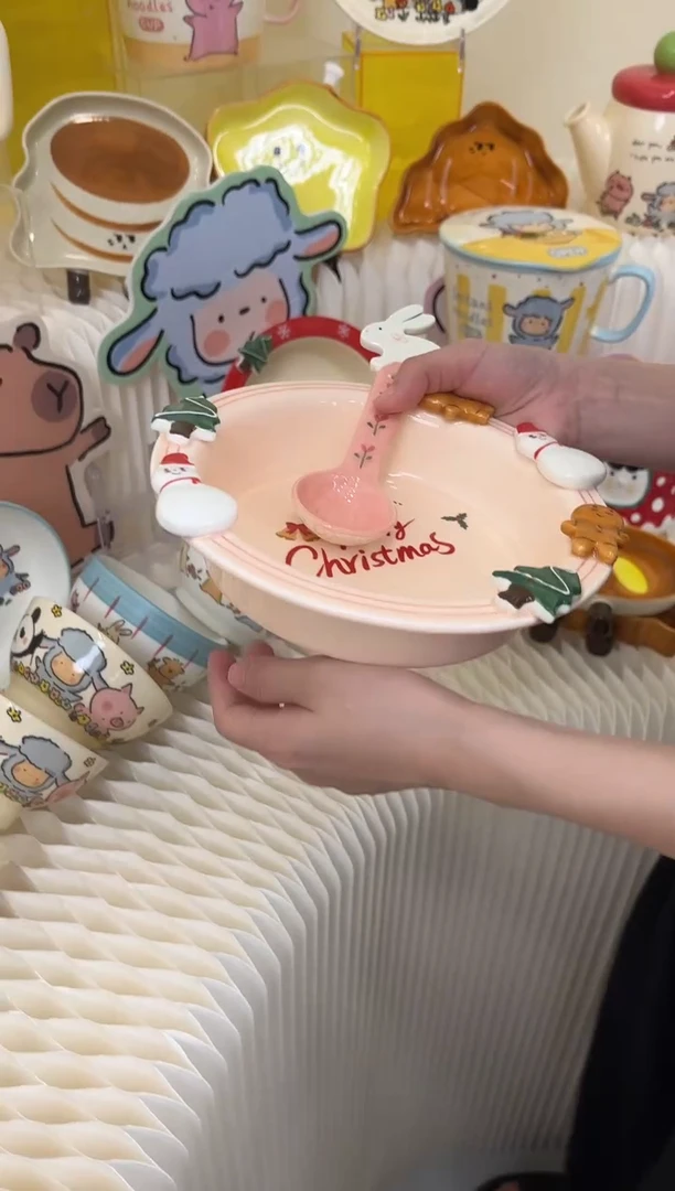 玉瓷雪人盘 39.9送一个勺子