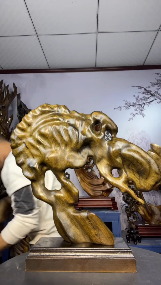 金丝楠木雕款永*止金丝楠木工艺品摆件