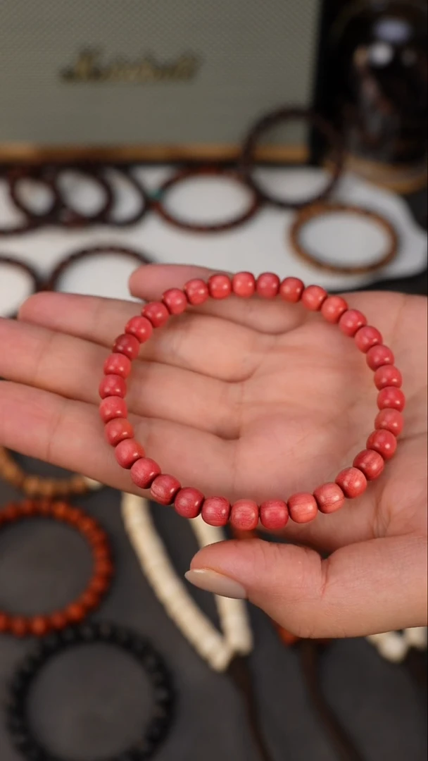 檀香木无事牌粉象木6*6.6老型珠单圈