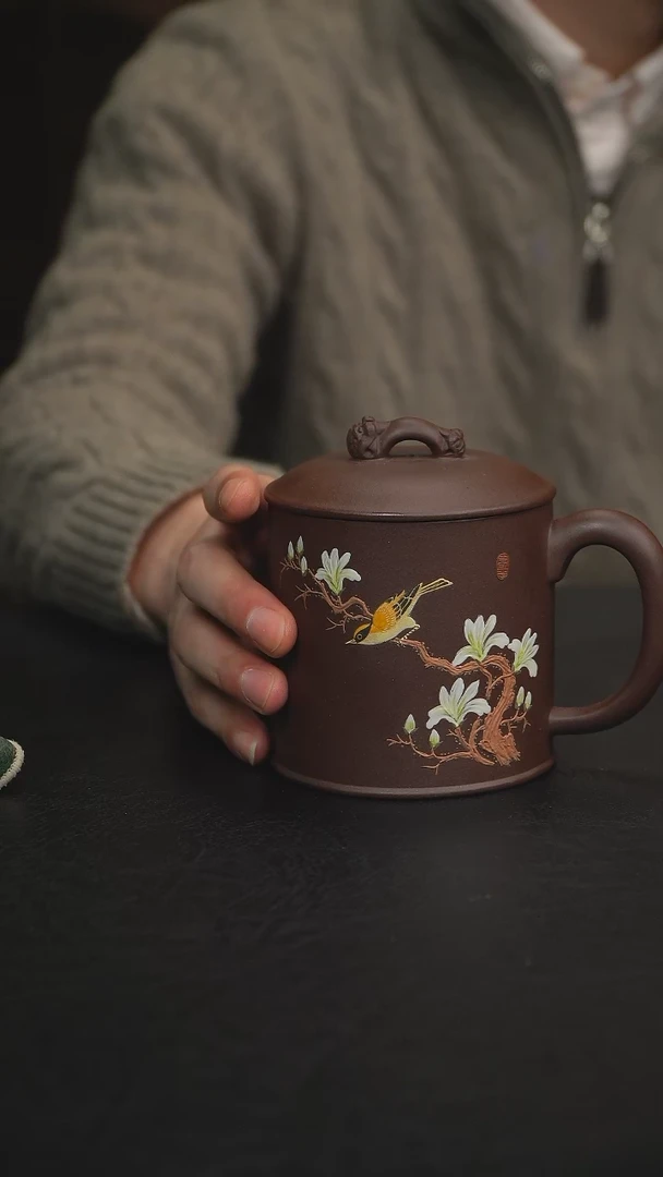 【闪购商品】紫砂茶杯A25泥绘盖杯（多样性发其一）