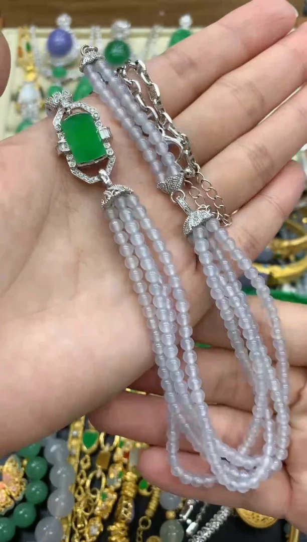 翡翠18K金镶嵌颈饰513-中国好珍宝