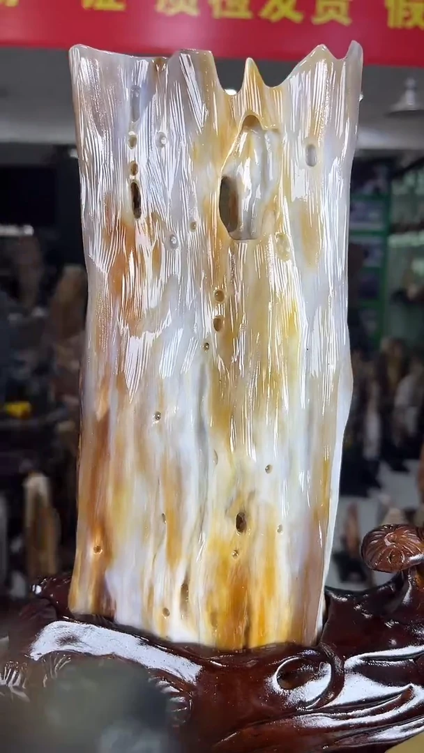 缅甸天然树化玉摆件
