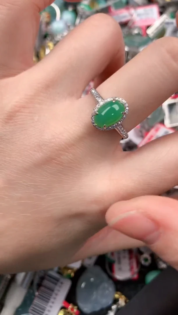 银S925镶嵌戒指翡翠888---7