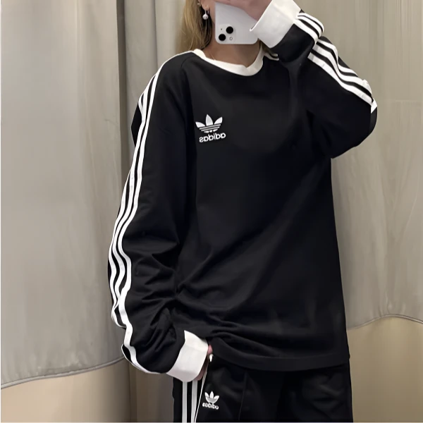 adidas/阿迪达斯三叶草复古穿搭运动修身潮流长袖圆领T恤 IA4877