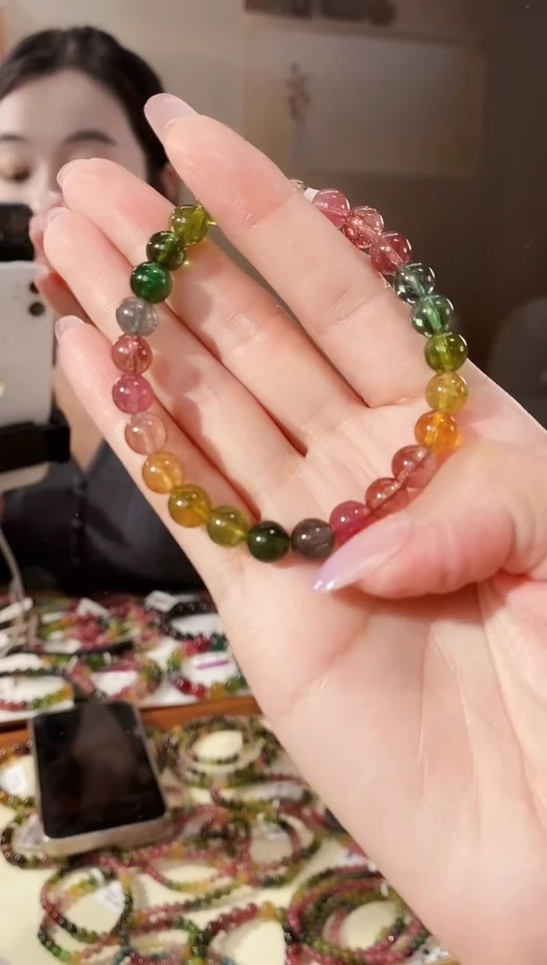 未镶嵌手链碧玺单圈颜色微差