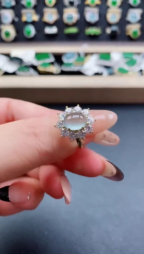 银S925镶嵌戒指翡翠1