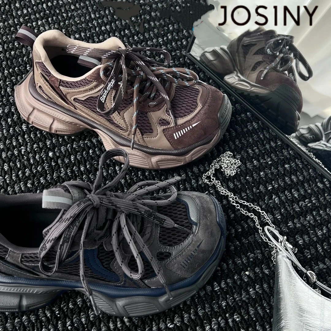 卓诗尼【断码清仓】厚底老爹鞋女2025秋季欧洲站新款透气休闲运动鞋