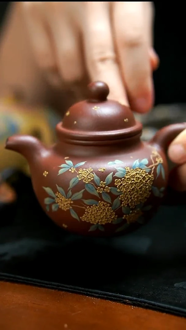 茶壶紫砂紫泥桂花掇球壶