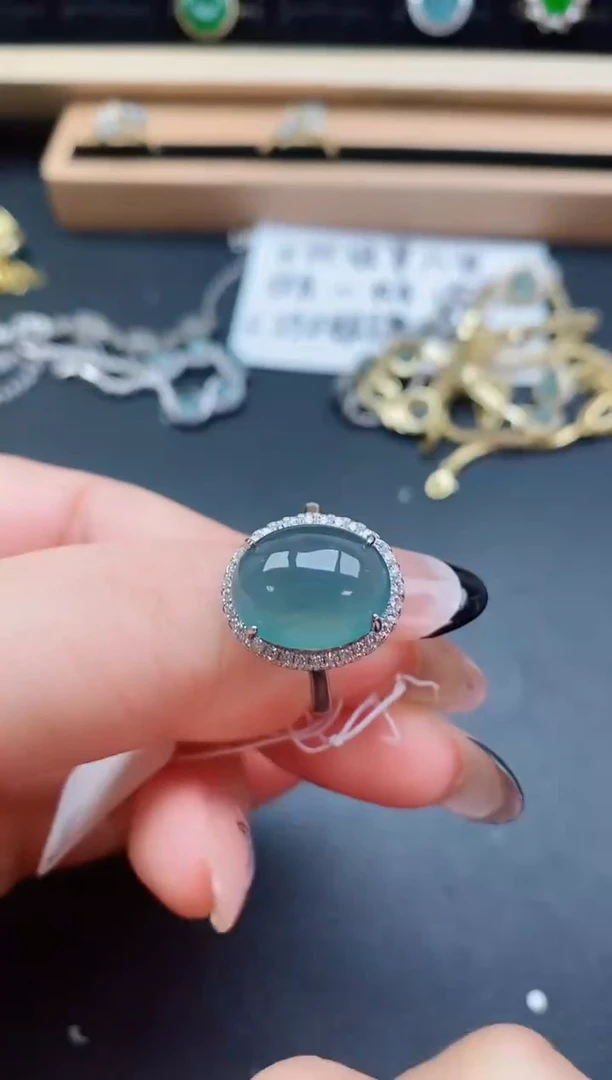 银S925镶嵌戒指翡翠609