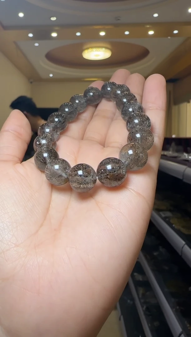 【闪购商品】水晶手串未镶嵌12mm黑金超七水晶单圈手串