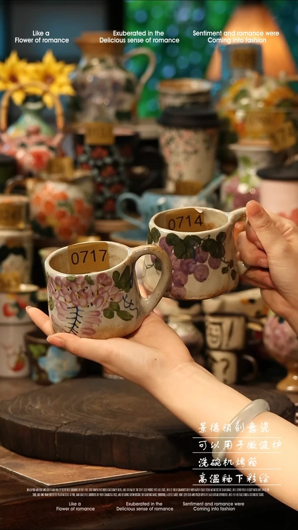 陶瓷一对景德镇高温釉下彩手工手绘款式@A0717++A0714@