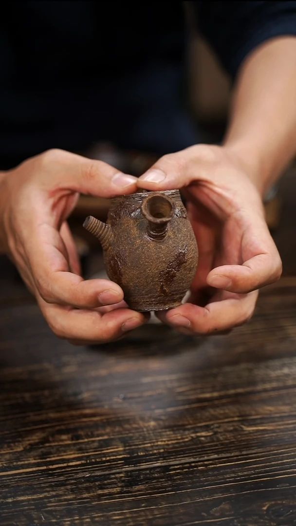 全手工制作 南蛮 橄榄 侧把壶  120cc