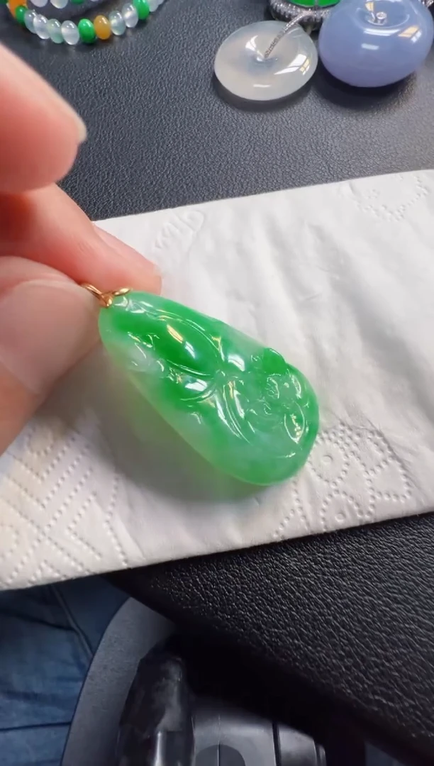 吊坠(不含链)18K金镶嵌翡翠1980