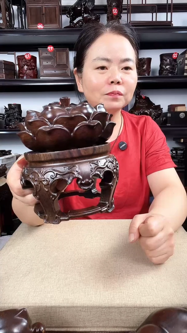 木花几+香炉老李红木工艺品