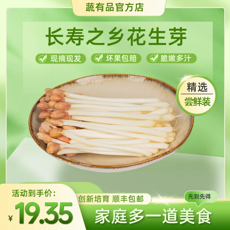 【达人专属】花生芽花生苗蔬有品®花生芽长寿芽凉拌菜火锅配菜