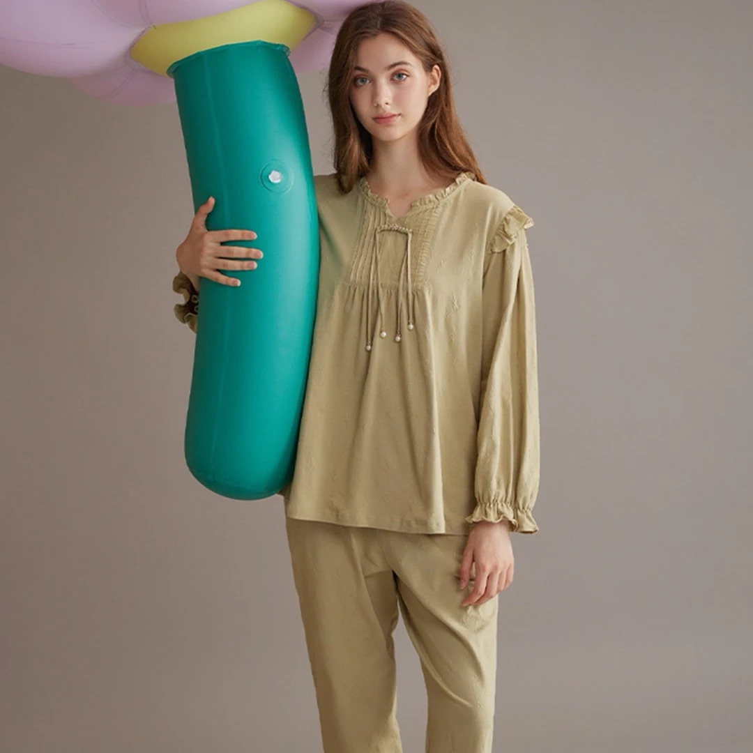 【虾米推荐】当季新品新款长袖小香风女士家居服套装M9711023