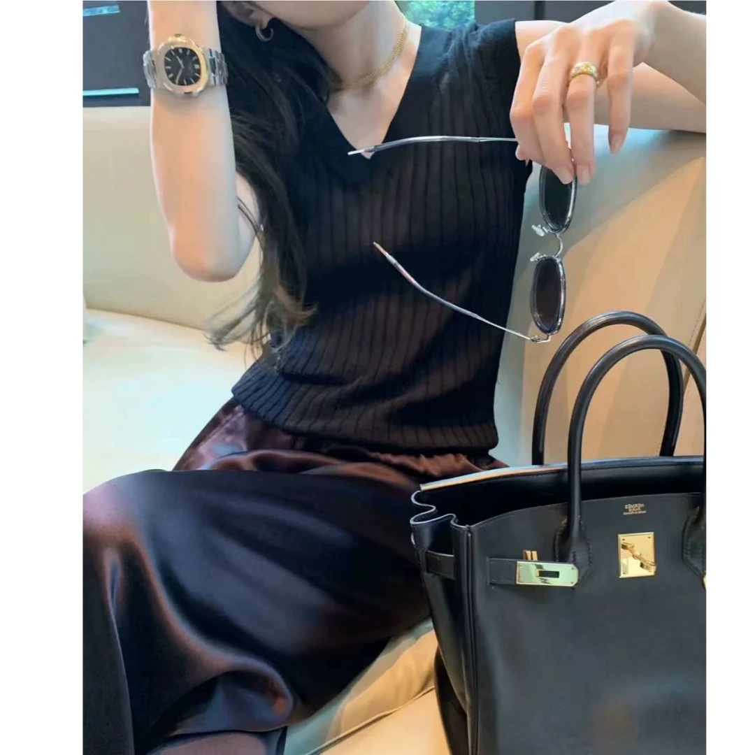 【安妮轻奢】醋酸抽绳直筒阔腿裤时尚百搭垂感