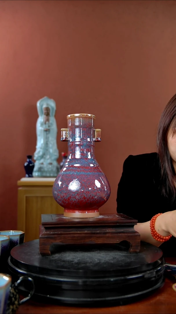 摆件大宋官窑 贯耳瓶