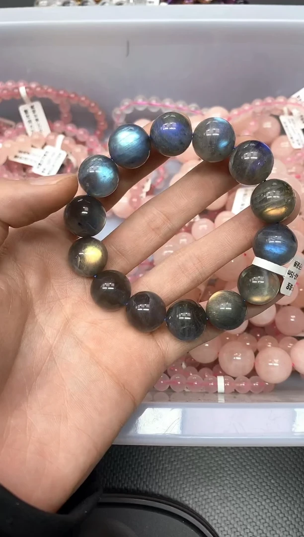 未镶嵌手串拉长石A3灰月光15mm