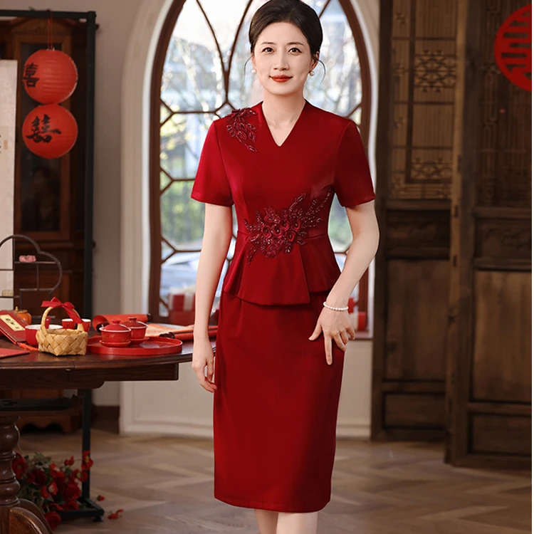 喜婆婆婚宴装2025新款春款高贵婚礼礼服妈妈婚宴结婚衣服订婚高端