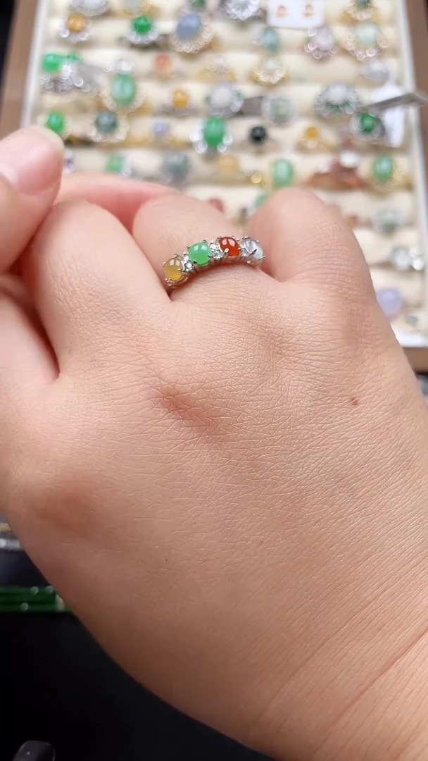 银S925镶嵌戒指翡翠2