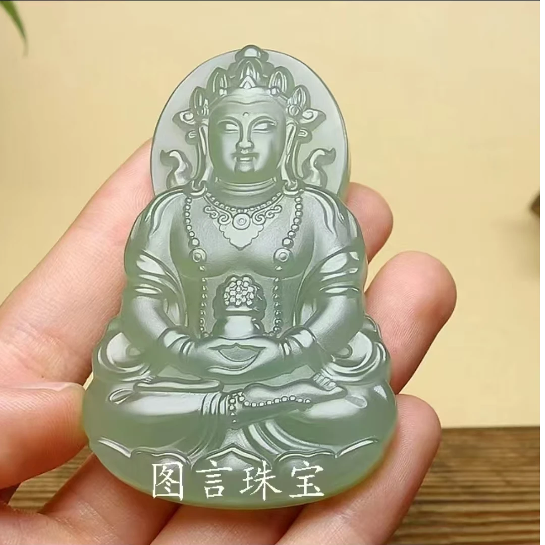 天然新疆和田玉观音吊坠度母观音菩萨挂件男款平安玉牌饰品玉佩