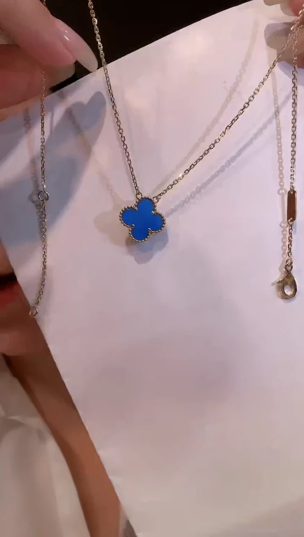 【闪购商品】玛瑙/玉髓项链18K金镶嵌蓝色