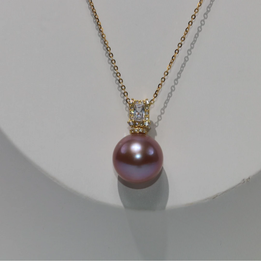 【港灌珠宝】天然淡水珍珠吊坠14-15mm