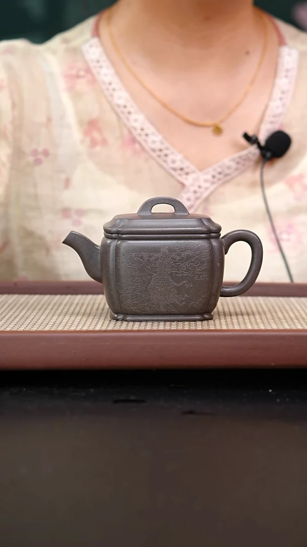 茶壶紫砂全手工天青汉瓦刻绘270
