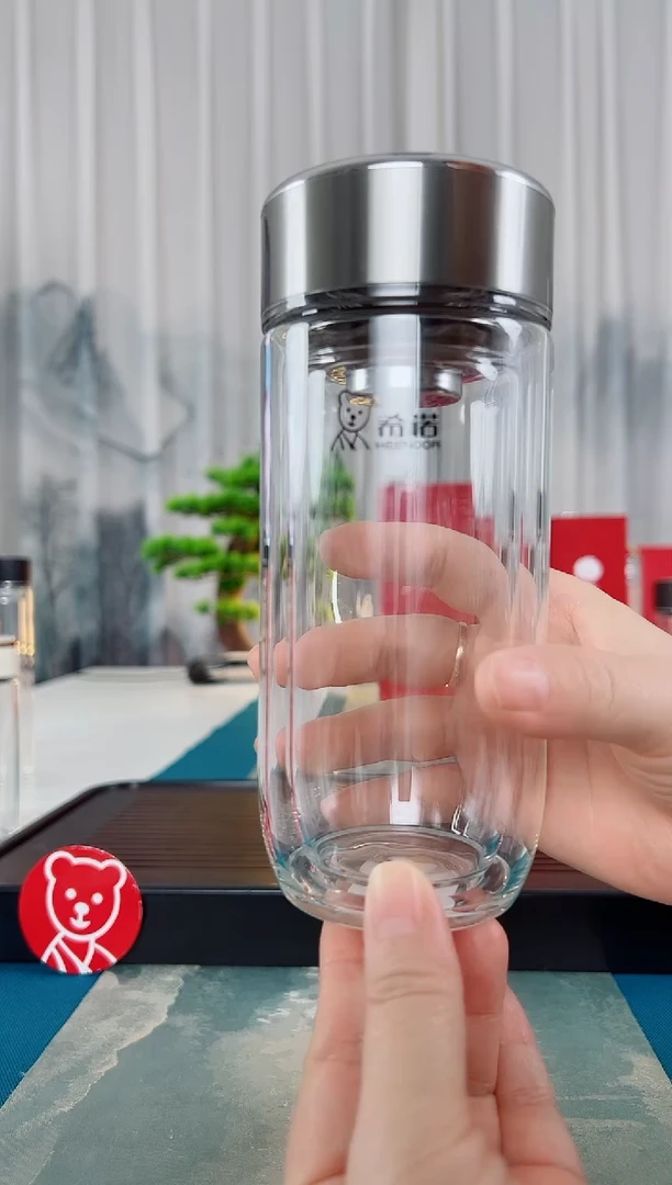 高硼硅玻璃茶隔款希诺双层鹅蛋玻璃杯280毫升礼盒装7157