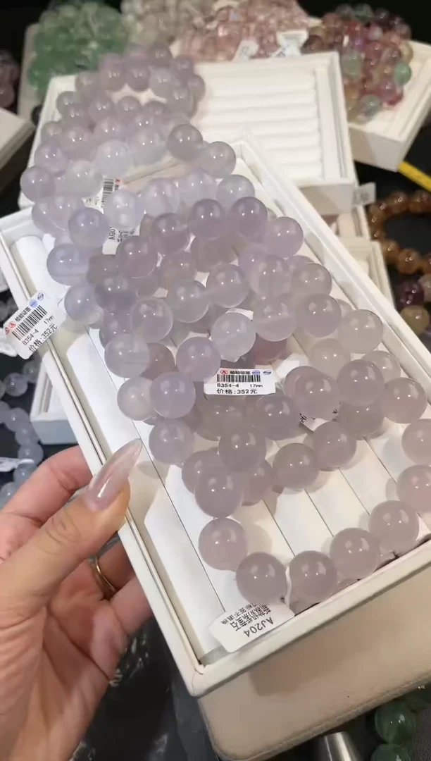 手链未镶嵌萤石多样性发一Q91奶紫17mm